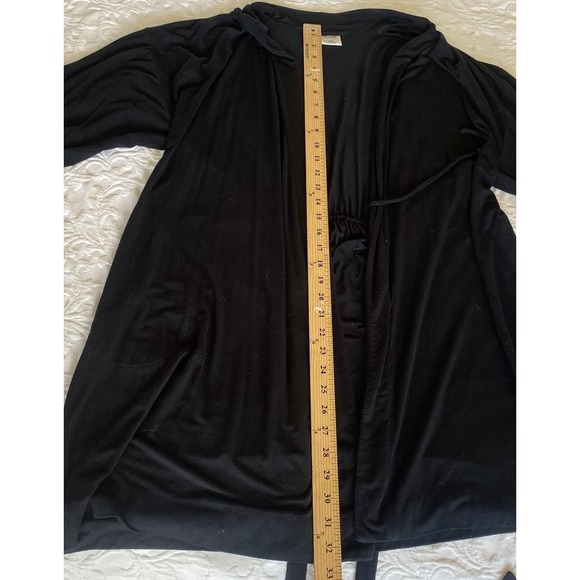 Soma S/M cool nights Pj Long Sleeve Short Robe Black Pockets Sewn‎ On Belt - Picture 9 of 12